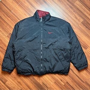 Nike Men's Small Gray Windbreaker Jacket Vintage Y2K Reversible Fleece with Logo